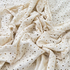 Off White Cotton Cut Work Embroidery