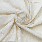 White Cotton Thread Sequins Butti Embroidery