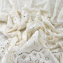 Off White Cotton Cut Work Daman Embroidery