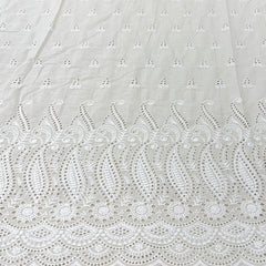 Off White Cotton Cut Work Butti Border Embroidery