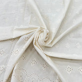 Off White Cotton Cut Work Border Embroidery