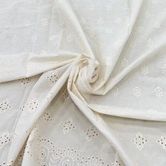 Off White Cotton Cut Work Border Embroidery