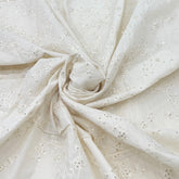 Off White Cotton Floral Jal Sequins Thread Embroidery