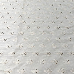 Off White Cotton Cut Work Butti Embroidery