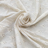 Off White Cotton Cut Work Butti Embroidery