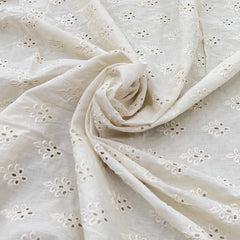 Off White Cotton Cut Work Butti Embroidery