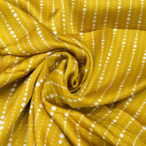 Yellow Stripes Dotted Modal Satin Printed
