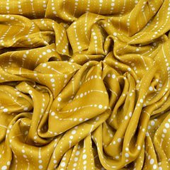 Yellow Stripes Dotted Modal Satin Printed
