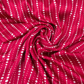 Blood Red Stripes Dotted Modal Satin Printed