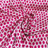 White Pink Dotted Modal Satin Printed