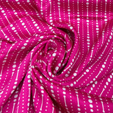Fuchsia Pink Stripes Dotted Modal Satin Printed