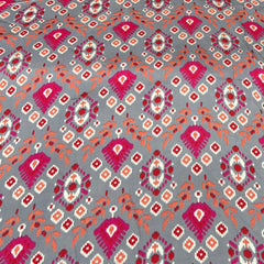 Grey Multicolour Patola Modal Satin Printed
