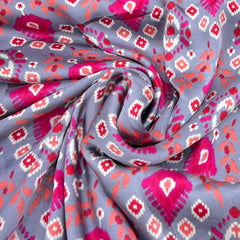 Grey Multicolour Patola Modal Satin Printed