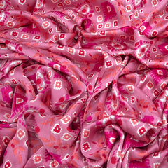Pastel Pink Multicolour Patola Modal Satin Printed