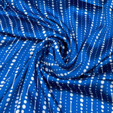 Electric Blue Stripes Dotted Modal Satin Printed