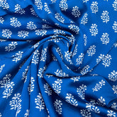 Electric Blue Block Floral Modal Satin Printed