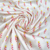 White & Sea Green Abstract Modal Satin Printed