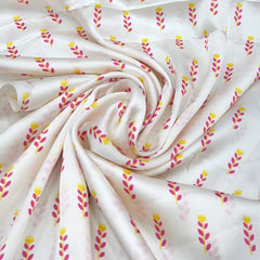 White & Sea Green Abstract Modal Satin Printed