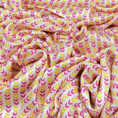 White & Pink Abstract Modal Satin Printed