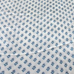 White & Blue Floral Modal Satin Printed