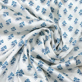 White & Blue Floral Modal Satin Printed