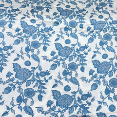 White & Blue Floral Jal Modal Satin Printed