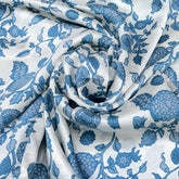 White & Blue Floral Jal Modal Satin Printed