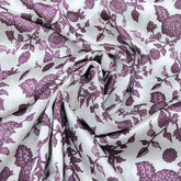 White & Light Purple Floral Jal Modal Satin Printed