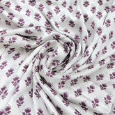White & Light Purple Floral Modal Satin Printed