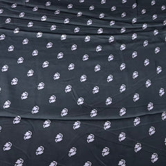 Black & Light Lavender Floral Modal Satin Printed