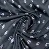 Black & Light Lavender Floral Modal Satin Printed