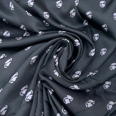Black & Light Lavender Floral Modal Satin Printed