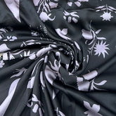 Black & Light Lavender Floral Modal Satin Printed