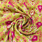 Lime Green Multicolour Patola Modal Satin Printed