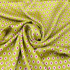 Lime Green Diamond Modal Satin Printed