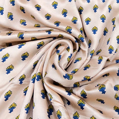 Light Peach & Yellow Floral Modal Satin Printed