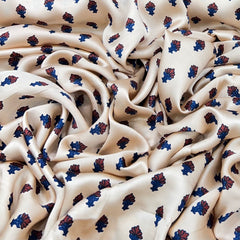 Light Peach & Maroon Floral Modal Satin Printed