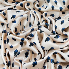 Light Peach & Blue Floral Modal Satin Printed