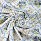 White & Blue Floral Jal Modal Satin Printed