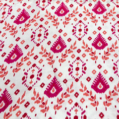 White & Blue Geometric Modal Satin Printed