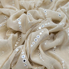 Beige Mirror Work Mul Chanderi Embroidery