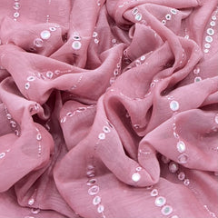 Onion Pink Mirror Work Mul Chanderi Embroidery
