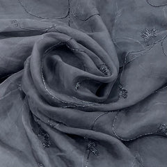 Black Beaded Jal Organza Embroidery