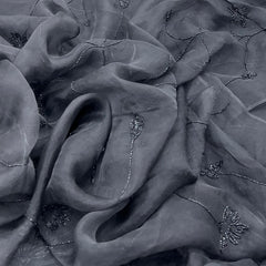 Black Beaded Jal Organza Embroidery