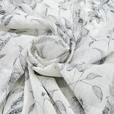 White Black Floral Print Crush Cotton