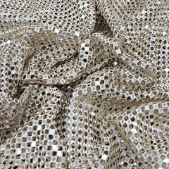 Champagne Gold Mirror Cutwork Net Embroidery