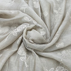 Beige Floral Butti Zari Mul Chanderi Embroidery