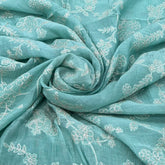 Sea Green Floral Jal Zari Mul Chanderi Embroidery