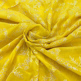 Bright Yellow Floral Jal Zari Mul Chanderi Embroidery