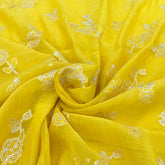 Bright Yellow Floral Butti Zari Mul Chanderi Embroidery